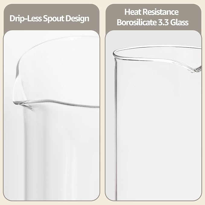 French Press Glass Replacement for Bodum, 34 Ounce, 1 Liter, Dishwasher Safe