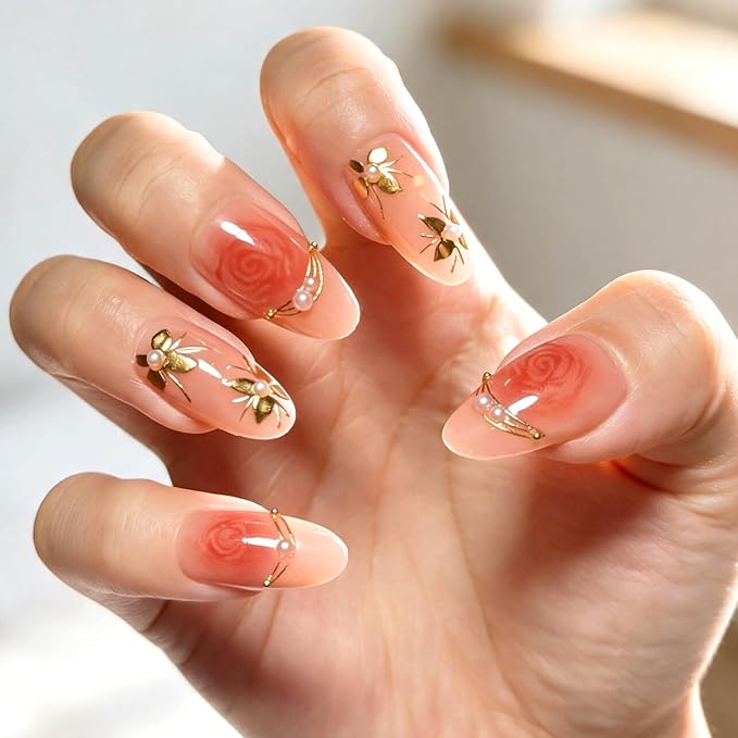6 Packs (144 Pcs) | Reusable Press on Nails | cute nails | 6-Style Bundle | 12 Sizes | Each Style 24 Pcs | Blush Pink Luxury Press