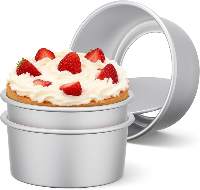 Beasea 6 Inch Cake Pans Set, 3 Pack Aluminum Alloy Round Cheesecake Pan with Removable Bottom, Small Cake Tin Mold for Baking Oven Bakeware