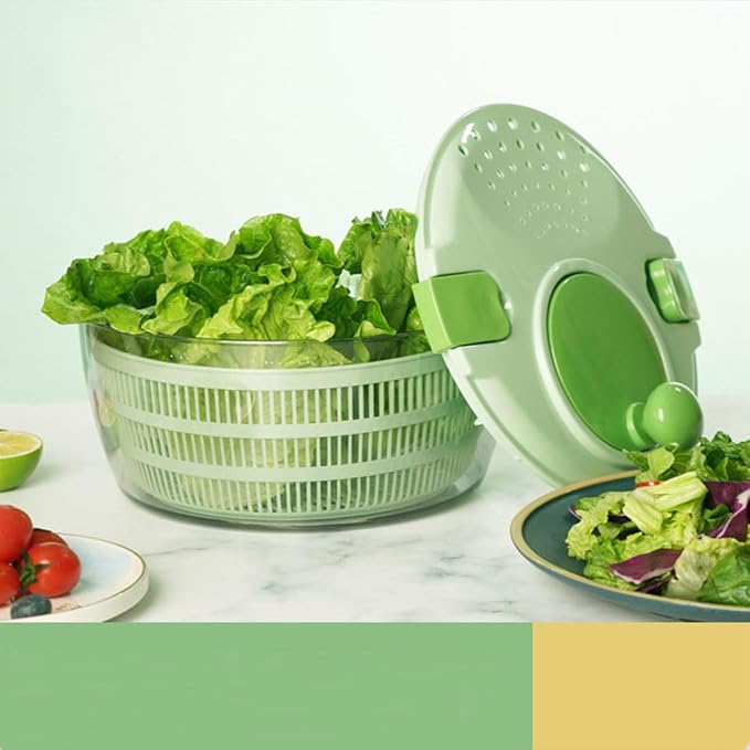 Collapsible Salad Spinner, 4L Hand Crank Vegetable Dryer with BPA-Free | BPA-free 4L capacity | Fits most standard sinks | Dishwasher-safe removable basket | Collapsible to 1/3 size