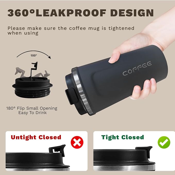 SPLMIFA Travel Coffee Mugs Leak-Proof, Reusable Coffee Cups with Lids, Stainless Steel Vacuum Insulated Coffee Tumblers, Thermal Insulation Cups for Men and Women Hot & Cold Drinks(2nd-Blue, 17OZ)