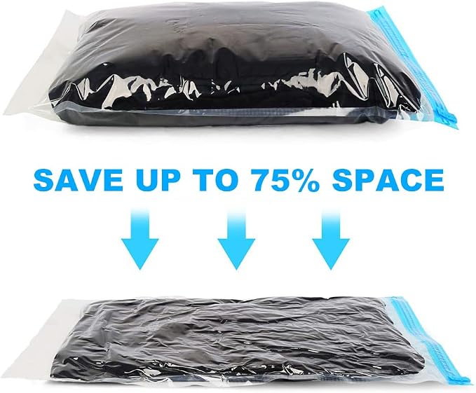 Compression Bags - Travel Accessories - 10 Pack Space Saver Bags - No Vacuum or Pump Needed - Vacuum Storage Bags for Travel Essentials - Home Packing-Organizers (Blue)