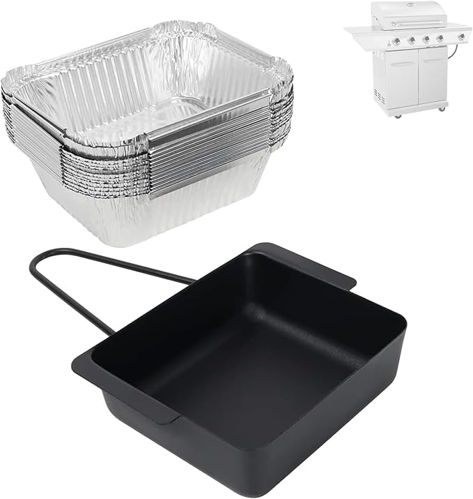 Universal Grease Pan for Nexgrill 720-0830X 720-0830H 720-0888 720-0888S 720-0896B 720-0896 Cuisinart CGG-7400, Grease Catcher with 15-Pack Aluminum Drip Liner for Nexgrill Replacement Parts