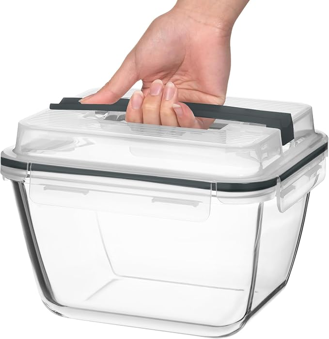Razab 17 Cups / 132 Oz / 3900ml Large Glass Food Storage Containers with Lids - Leakproof, BPA-Free Large Meal Prep Container Ideal for Roasting Turkey, Store Leftover - Microwave & Oven Safe
