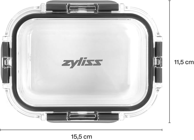 Zyliss Glass Food Storage Container 12.5oz, Shatter Resistant Borosilicate Glass, Airtight Leakproof Tritan Lid, BPA Free, Microwave, Freezer & Dishwasher Safe .37l/.39qt (6.2 x 4.7 x 2.2)