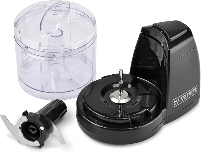 Kitchen Selectives Mini Chopper by Select Brands - Mini Electric Food Chopper for Kitchen Appliances - Features Dishwasher-Safe Parts - Chops, Minces & Dices - 1-1/2 Cups, Black