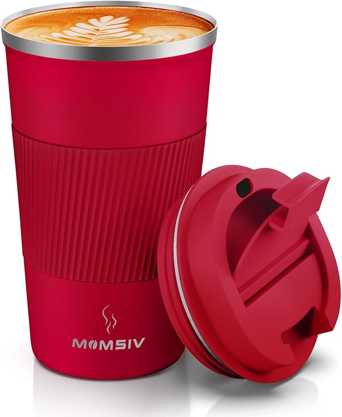 MOMSIV 17oz Travel Coffee Mug, Insulated Coffee Cup with Leakproof Lid | 6-Hour Heat Retention, 360°Leak proof, Vacuum Stainless Steel Double Walled, BPA-free, Reusable And To Go Coffee Mug
