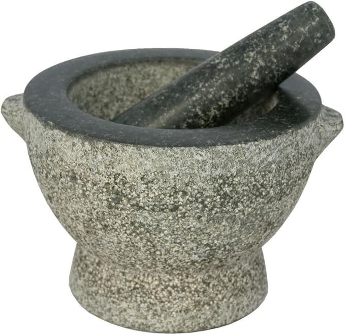 Stone Granite Mortar and Pestle 4 Cup Capacity, 8 Inch, Gray