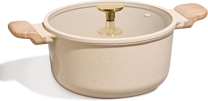 CAROTE 5 Qt Nonstick Stock Pot with Lid Soup Pot, Ceramic 5 Quart Casserole with Lid, Easy to Clean Non Stick Cooking Pot Cookware PFOA Free, Ceramic Oatmeal