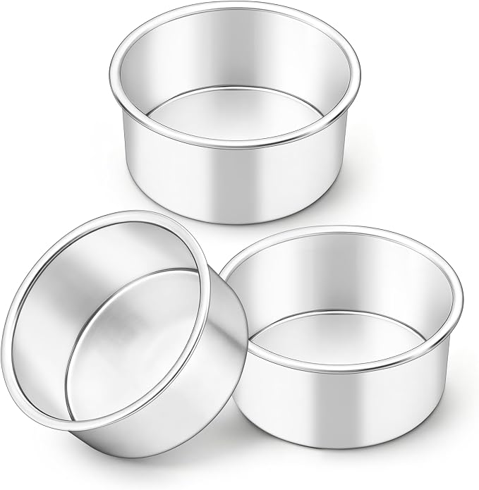 LIANYU 4 Inch Cake Pan Set of 3, Stainless Steel Mini Round Baking Pans | Non Toxic Small Metal Bakeware Tins, Leak-proof, Dishwasher Safe, Ideal for Birthday Wedding Christmas Party