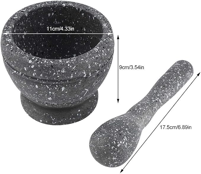 Mortar and Pestle Set, Grinding Bowl (Granite Pattern) | Manual Grinder for Crushing Sauce, Paste, Guacamole, Salsa, Pesto Making, Pill Crusher