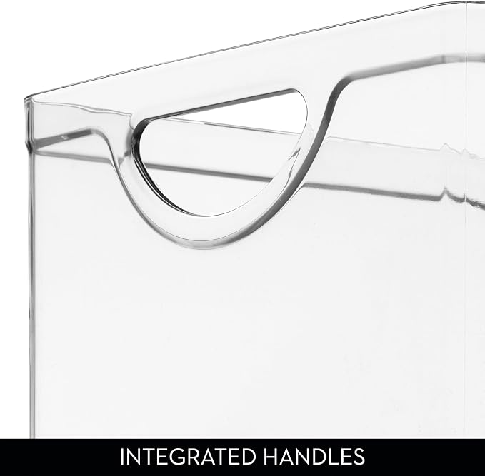 iDesign Plastic Stackable Kitchen Cabinet Storage Bin with Handles - Clear Pantry Organizer Medium (Pack of 4)