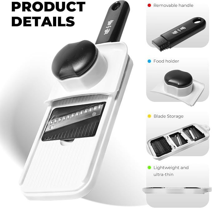 3-in-1 Handheld Mandoline Slicer - Stainless Steel Vegetable Cutter Shredder Cheese Grater with Comfort Grip, Ideal for Speedy Fruits & Vegetables Slicing