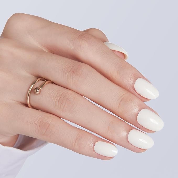 modelones Short Press on Nails, Oval Fake Nails Kit Nails Press Ons | with Glue, Adhesive Tabs, Nail File, Prep Pad, Manicure Stick, 32Pcs 16 Sizes, Milky White, Summer Women Girl Gift