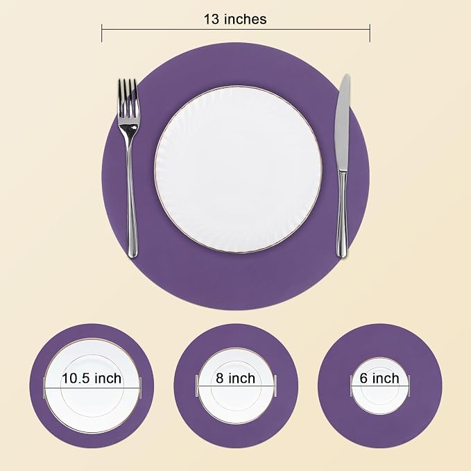 SHACOS 100 PCS Round Paper Placemats 13 inch Disposable Paper Place Mats for Dinner Wedding Birthday Party Festival Table Decoration Indoor Outdoor, Purple (Pack of 2)