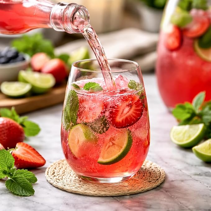 40 Pack 12 oz Disposable Plastic Wine Glasses, Unbreakable Clear Cups | Stemless Cocktail Cups, BPA-Free Shatterproof, Reusable Wine Cups for Wedding Birthday Party, Mimosa Bar Outdoor Events