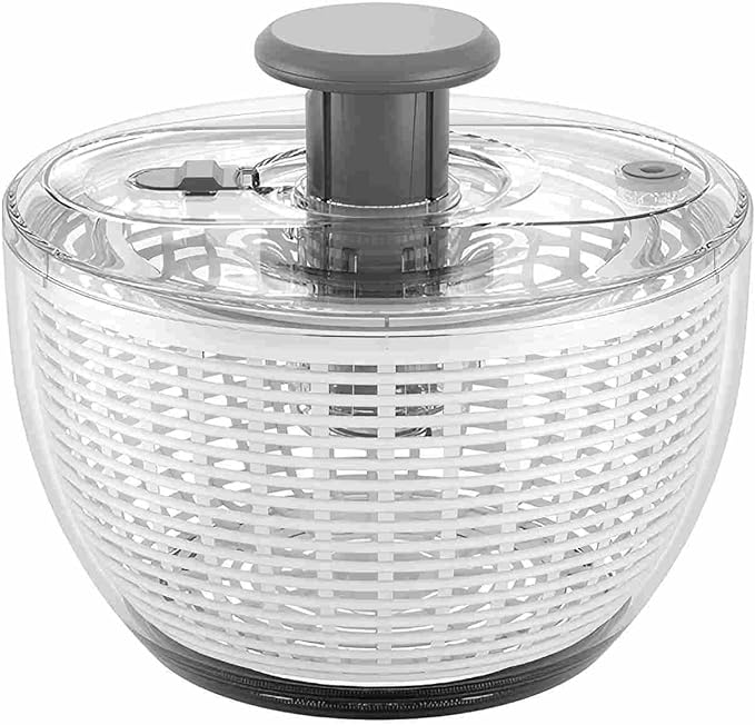 quick press salad spinner and vegetable washer tool for lettuce spinner capacity Fruit Washing Bowl with fruit washing bowl with strainer dehydrator kitchen appliances (Large - 6.34 qt)