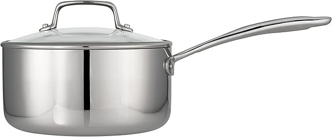Tramontina Boston Tri-Ply Clad Stainless Steel 3-Quart Sauce Pan with Lid | Induction-Ready Saucepan, Dishwasher-Safe, NSF-Certified