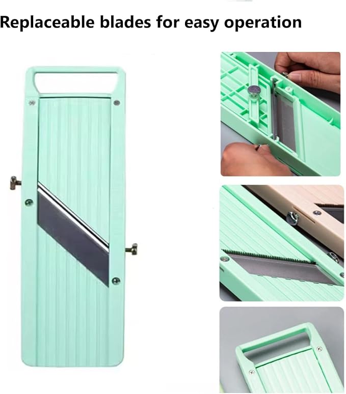 Handheld Mandoline Slicer for Kitchen – Professional Slicer Vegetable Cutter | Includes 3 x Interchangeable Stainless Steel Blades