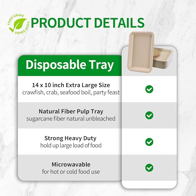 50 Pack 14 Inch Disposable Food Trays for Party Heavy Duty | Large Paper Plates 14 inch Crawfish Trays BBQ Plates Disposable Serving Platters Trays, Seafood Boil Party Supplies