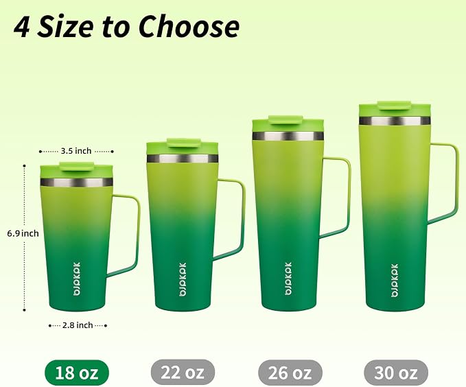 BJPKPK 18oz Insulated Tumbler with Handle, Lid & Straw, Stainless Steel | Double Wall Vacuum Insulated Coffee Travel Mug - Keeps Cold & Hot, BPA Free, Cupholder Fit for Office, Gym & Travel