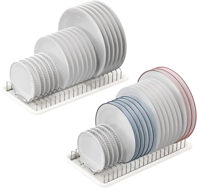 Simple Houseware 2 Pack Stainless Steel Plate Drying Rack w/Drainboard