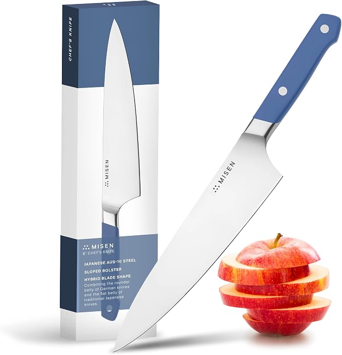 Misen 8 Inch Chef Knife, AUS-10 Japanese Stainless Steel - Blue