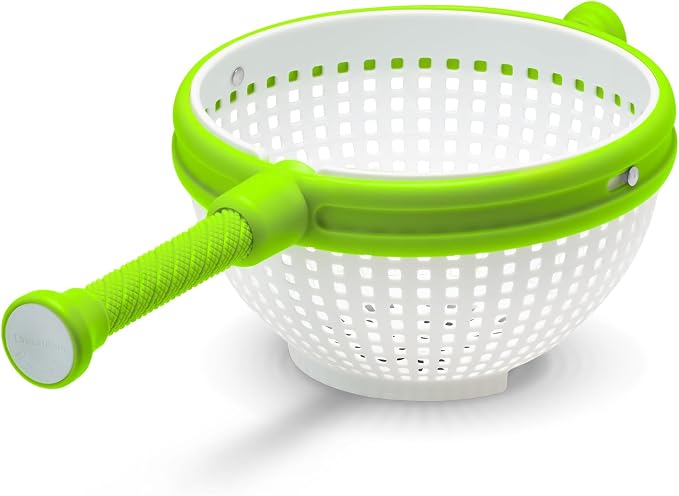 Dreamfarm Spina 2-in-1 Collapsible Salad Spinner & Colander | Compact storage, in-sink salad washer and strainer, 12 cup capacity, cleans fruit, vegetables and berries, drains pasta