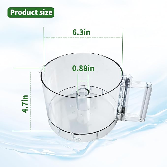 7Cup Food Processor Bowl Compatible with Cuisinart DLC-10 Bowl FP-631AGTX-1 | (2 tabs) NOTE: 7 Cup Food Processor Work Bowl features 2 tabs on the top rim of the workbowl, Vanshly