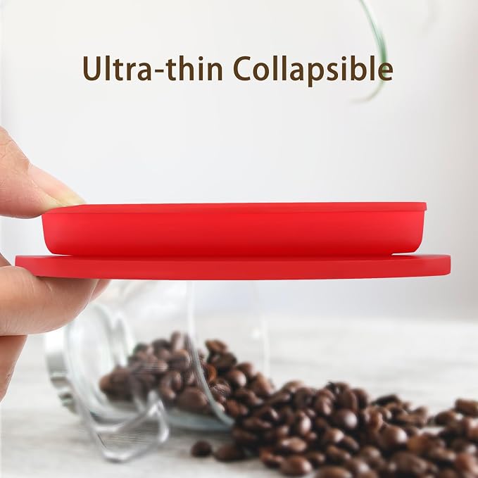 Paperless Collapsible Pour over Coffee Filter - Small Camping Coffee Maker with Reusable Metal Coffee Filter - Single Serve Travel Coffee Dripper, 300ml Capacity (Red)