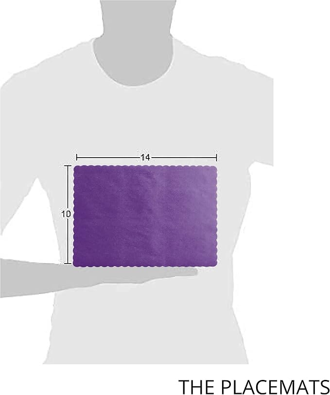 Disposable Paper Placemats – Premium, 50 Pack of Purple Scalloped Edge Placemats, Perfect Size 10x 14