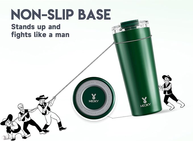 Meoky 24 oz Insulated Travel Coffee Mug: Leak Proof Lid, Evergreen | Stainless Steel Coffee Tumbler, Keeps Hot for 8 Hours or Cold for 24 Hours, Fits in Car Cup Holder, BPA Free