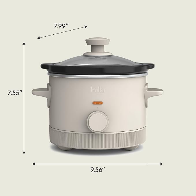 bella 1.5qt Manual Non-Toxic Slow Cooker with 3 Heat Settings, Oatmilk