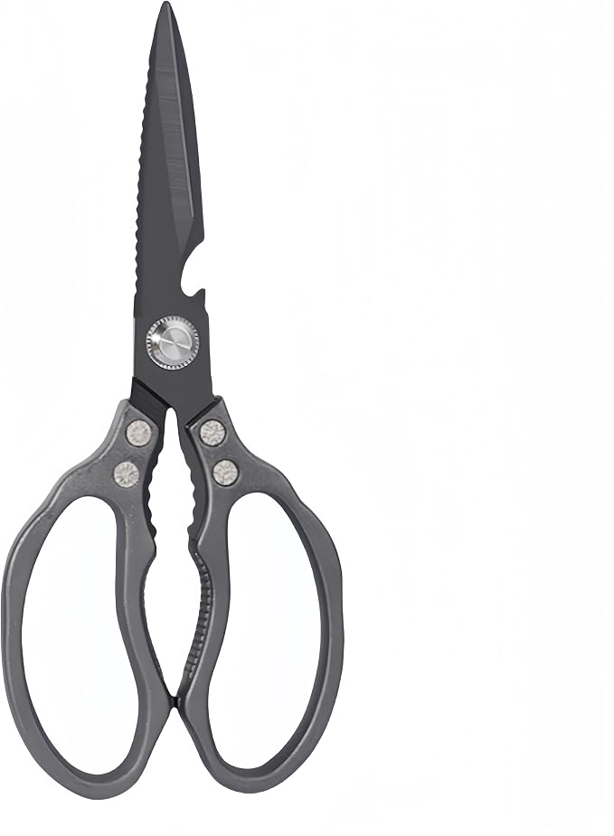 AWinjoy Heavy Duty Sharp Kitchen Scissors - Dishwasher Safe Black Cooking Shears for Meat, Chicken, Fish, Poultry, Herb, Bread (All Black)