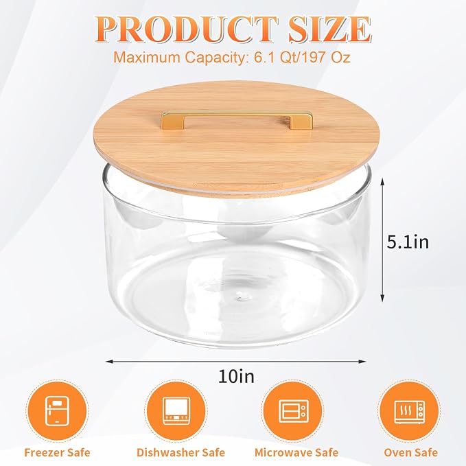 LOVYANXUE 197 oz Large Glass Salad Bowl, 10 inch Trifle Bowl with Airtight Lid, Versatile Mixing and Serving Bowl for Salad, Cake, Dessert, Baking and Party Diy, Oven, Microwave & Dishwasher Safe