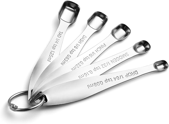 Spring Chef Nesting Stainless Steel Measuring Spoons Set of 13 with Leveler | Rectangular Metal Teaspoon & Tablespoon Measuring Spoons for Dry & Liquid Ingredients, Fits in Spice Jars, Long Handle