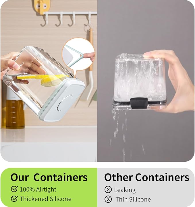 Pop Food Storage Containers Set, 6Pcs Airtight Containers with Lids for Kitchen Pantry Organizers and Storage,One Button Opening BPA-Free Food Containers for Cereal Flour Sugar(0.6, 1.3, 1.9Qt)*2