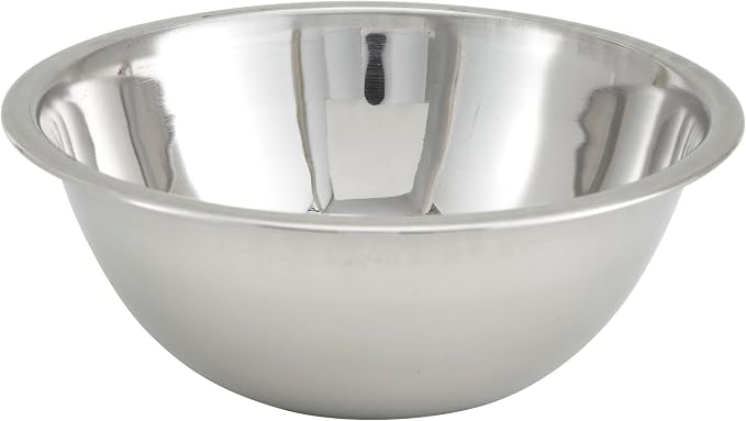 Winco 4 qt Stainless Steel Mixing Bowl | Dishwasher safe, Heavy-duty, Reinforced rim, Great for Salads, Sides, Pasta and Shared Dishes