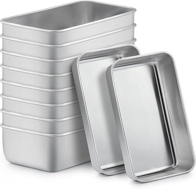TeamFar Loaf Pans for Baking, 9 x 5 Inch Stainless Steel Loaf Bread Pans | Bread Pans Tins for Homemade Bread/Brownies, Healthy & Sturdy, Oven & Dishwasher Safe - Set of 10