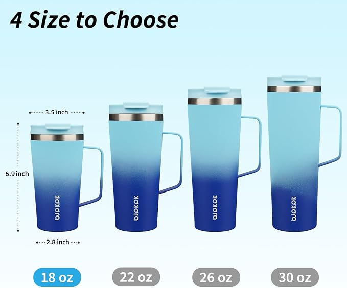 BJPKPK 18oz Insulated Tumbler with Handle, Lid & Straw, Stainless Steel | Double Wall Vacuum Insulated Coffee Travel Mug - Keeps Cold & Hot, BPA Free, Cupholder Fit for Office, Gym & Travel