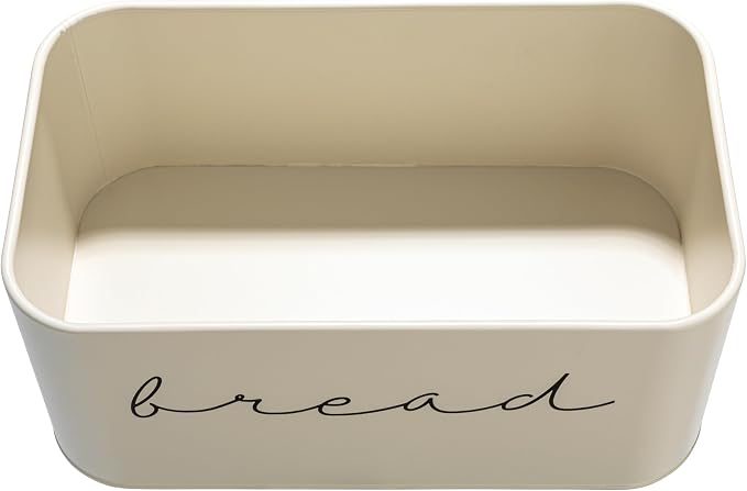 Bloomingville Metal bread Bin with Bamboo Lid, Cream (Pack of 3)