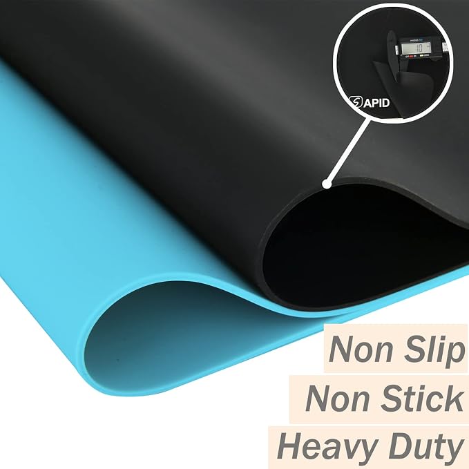Extra Large Silicone Mat Kitchen Counter Heat Resistant Table Mat 36" x 24" | Place Mats, Countertop Protector , Thick Placemats Washable Silicone Mats for Kitchen Counter Dining Table Mat, Blue, Sapid