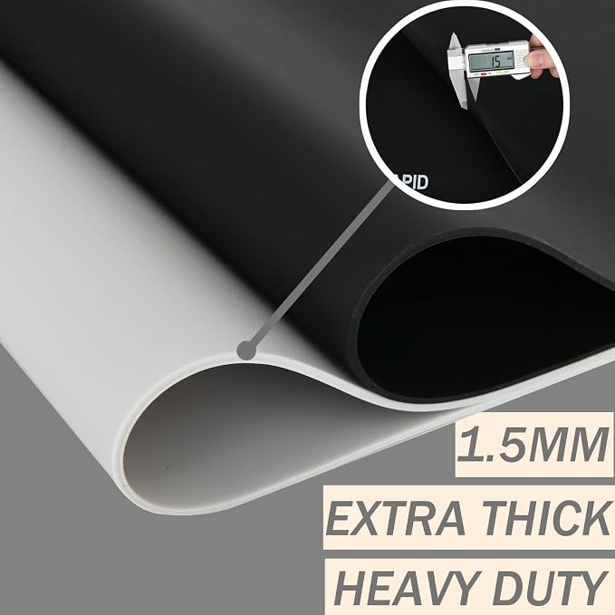 1.5MM Extra Thick Placemats Large Silicone Mat Heat Resistant Table Mat | 28" x 20" Kitchen Countertop Protector, Washable Place Mats Silicone Mats for Kitchen Counter Mat Table Mat, Black, Sapid