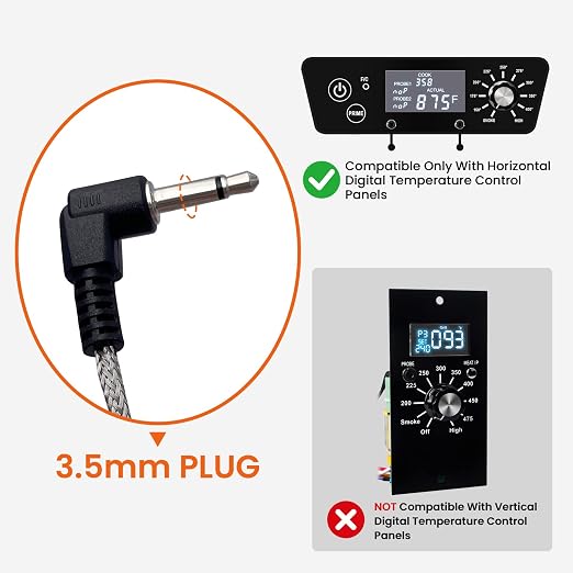2-Pack Meat Thermometer Replacement for Pit Boss Pellet Grills and Smokers | 3.5mm Plug, Waterproof, with 2 PCS Grommets, High Accuracy, Heat Resistance to 718 °F (380 °C), Plug & Play, Easy to Clean