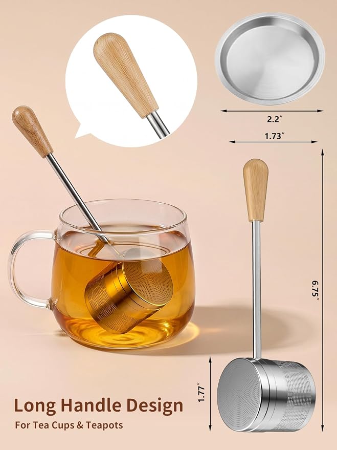 Tea Infuser for Loose Leaf Tea, Tea Scoop Infuser Fine Mesh Tea Strainers | 2-in-1 Tea Scoop & Tea Filter with Long Handle, Extra Fine Mesh Loose Leaf Tea Steeper, Tea Ball for Cup, Mug, Teapot, Kettle