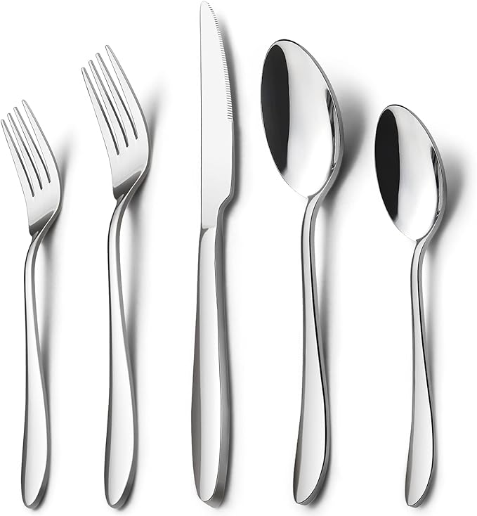 HaWare 40-Piece Silverware Set, Stainless Steel Flatware Service for 8 | Classic Tableware Cutlery for Home, Elegant Eating Utensils Include Knives Spoons Forks, Mirror Polished, Dishwasher Safe