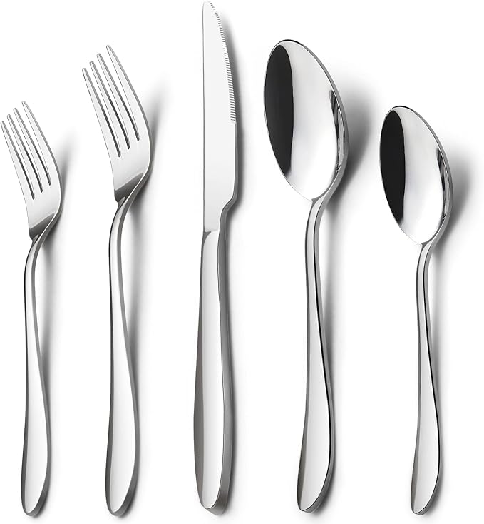 HaWare 20-Piece Silverware Set for 4, Stainless Steel Flatware | Food Grade Cutlery Set, Modern Ergonomic Design, for Home Kitchen Restaurant, Mirror Polished, Dishwasher Safe