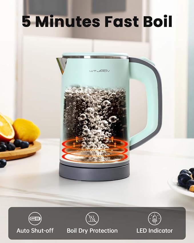 WTJMOV Small Electric Kettle Stainless Steel, 0.8L Portable Tea Kettle Auto Shut-off, Low Power Hot Water Kettle for Camping, Travel, Office and More