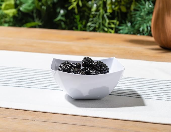 4 Pack Disposable White Plastic Serving Bowls 4 Square Party Candy Use 8oz | Square Design. Disposable Party Tableware. Salad, Fruit & Candy Use. Candy Buffet Containers. White Plastic.