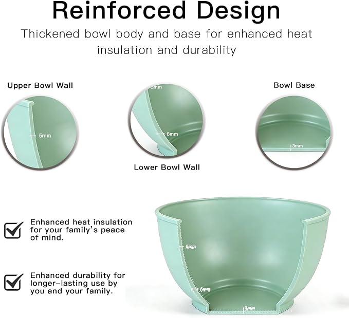 Greentainer 50 Oz Unbreakable Cereal Bowls Set of 4, Microwave and Dishwasher Safe, Reusable Plastic Soup Bowl for Salad, Oatmeal, Rice, Fruit, Snacks, BPA-Free (Green)